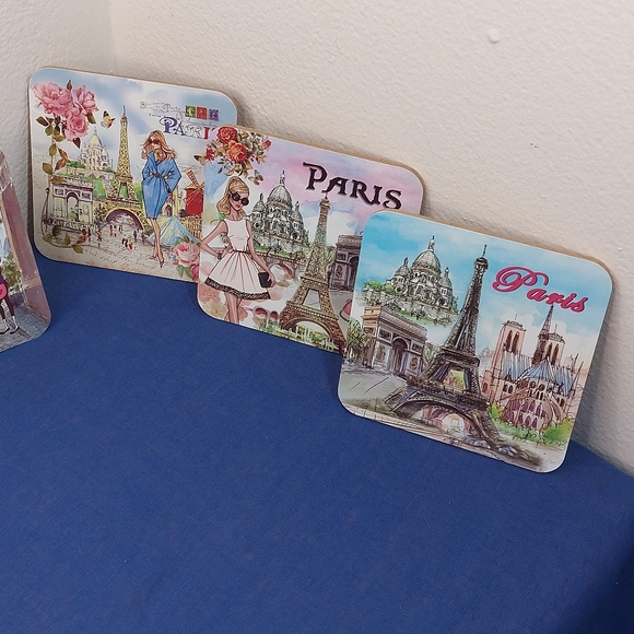 Set of 6 Cork Drink Coasters Whimsical Paris - Picture 3 of 9